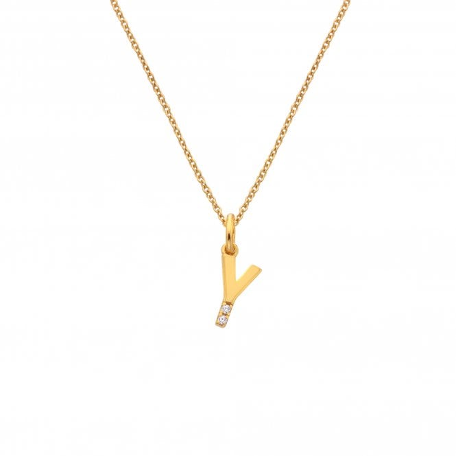 Hot Diamonds Letter Y Pendant - Yellow Gold Plated