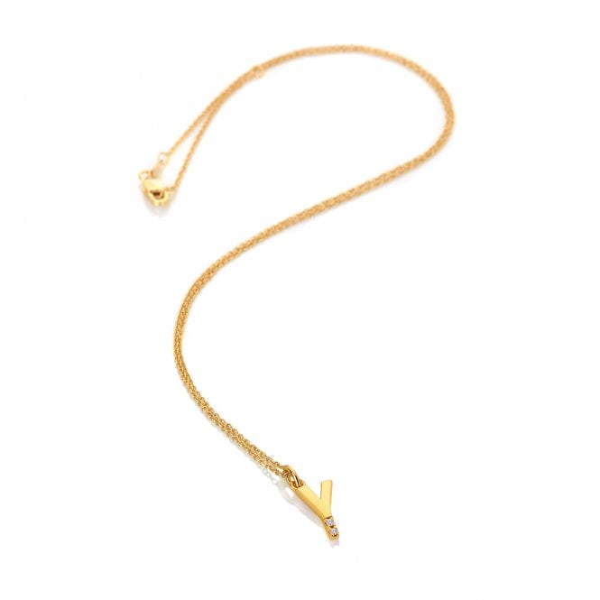 hot diamonds Letter Y Pendant - Yellow Gold Plated