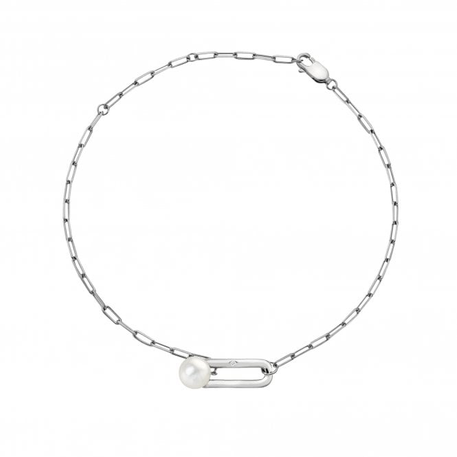 Hot Diamonds Linked Paperclip Pearl Bracelet