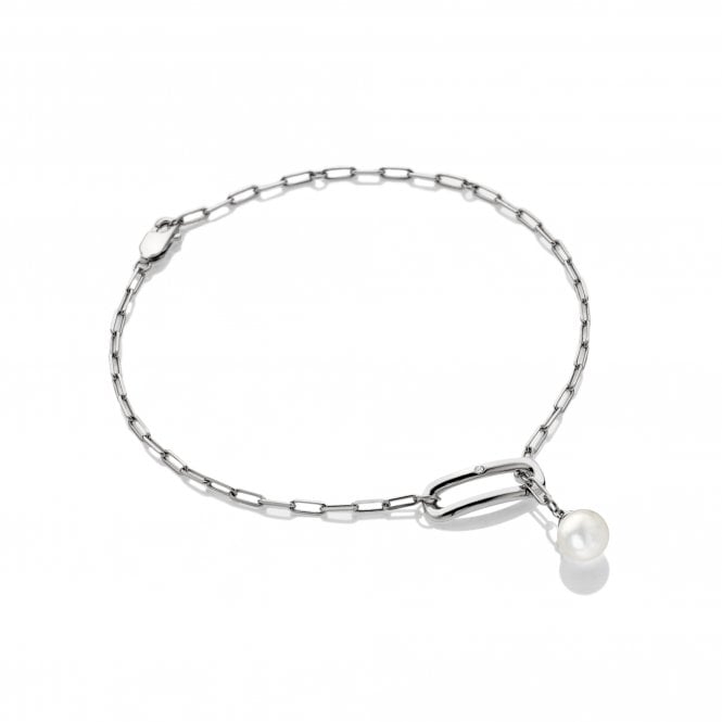 hot diamonds Linked Paperclip Pearl Bracelet