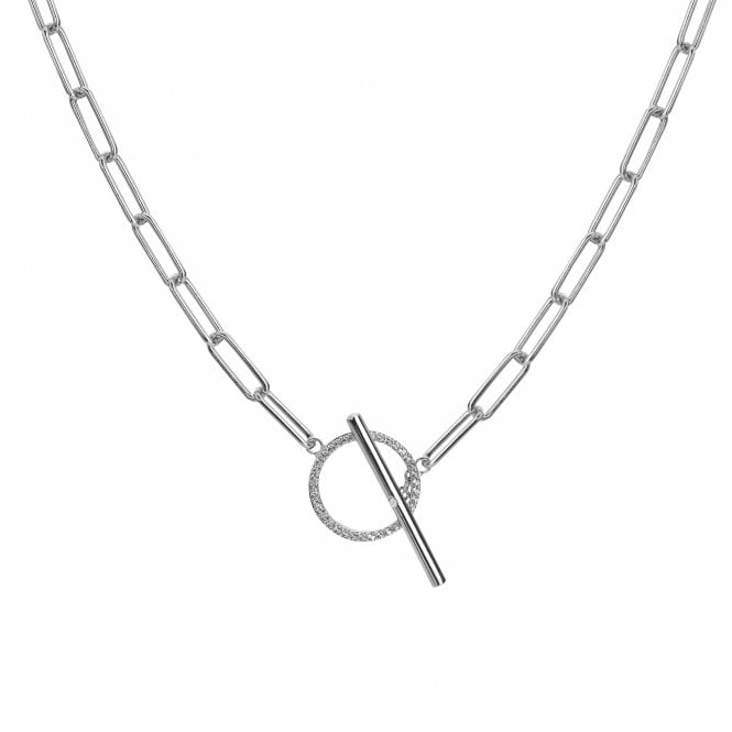 Hot Diamonds Linked T-Bar White Topaz Necklace