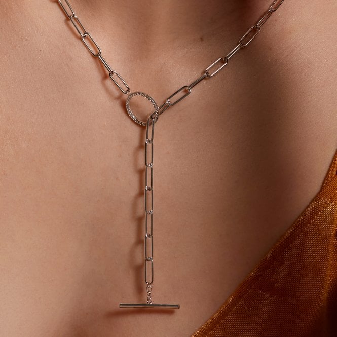 Hot Diamonds Linked T-Bar White Topaz Necklace