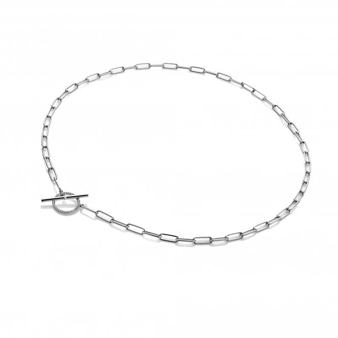 hot diamonds Linked T-Bar White Topaz Necklace