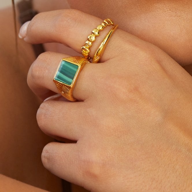 Hot Diamonds Revive Malachite Signet Ring