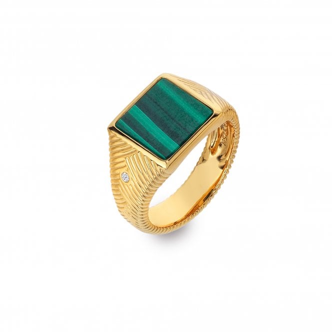 Hot Diamonds Revive Malachite Signet Ring