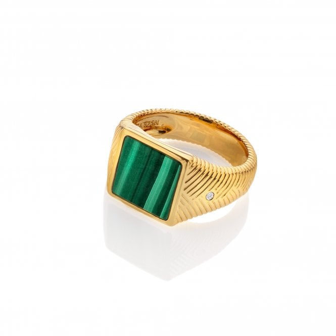 hot diamonds Revive Malachite Signet Ring