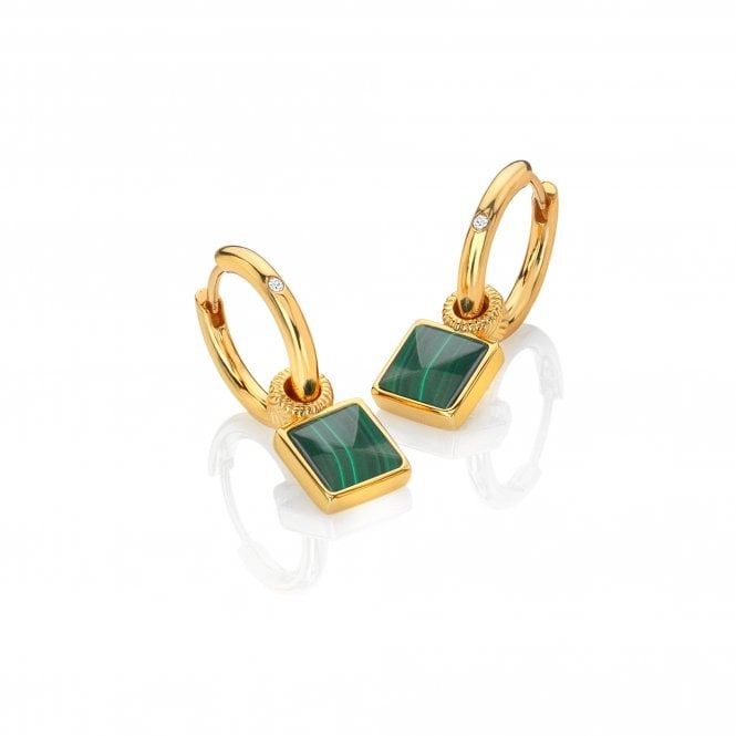 hot diamonds Revive Malachite Square Earrings