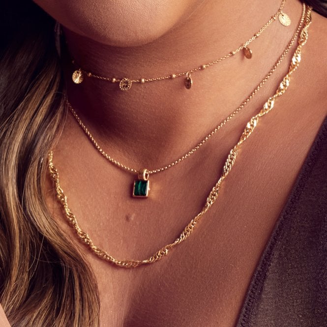 Hot Diamonds Revive Malachite Square Pendant