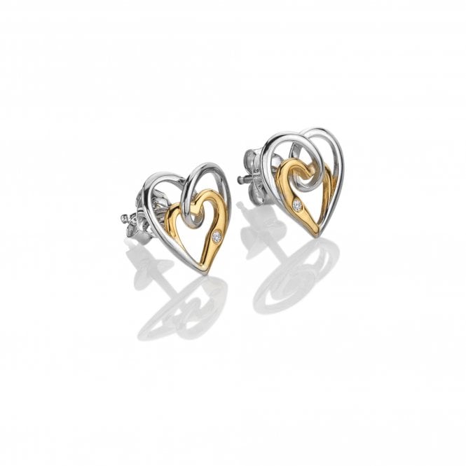 hot diamonds Silver & 18ct Interwoven Heart Earrings