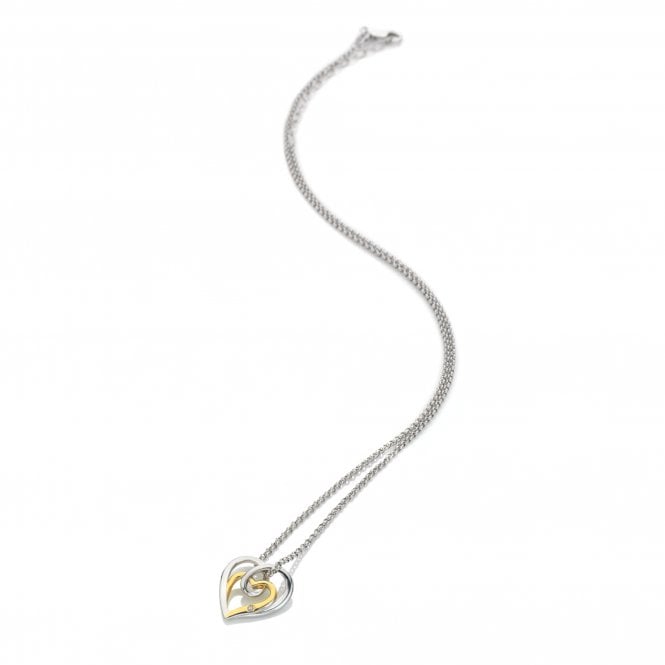 hot diamonds Silver & 18ct Interwoven Heart Pendant
