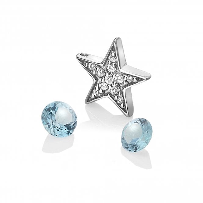 hot diamonds Star Charm with Blue Topaz Stones