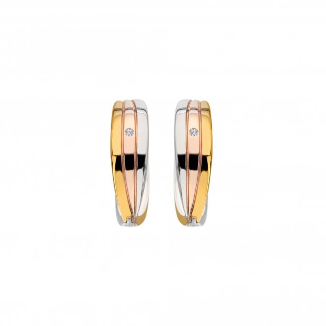 Hot Diamonds Trio Hoop Earrings - Tri-colour