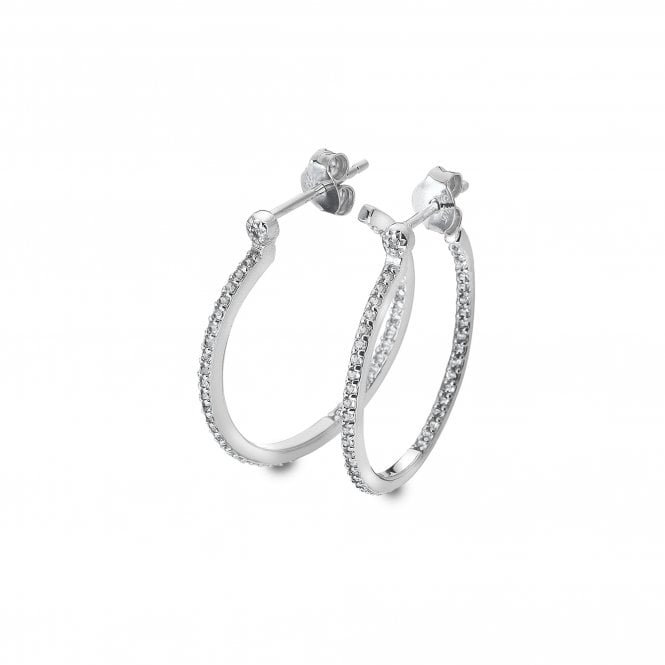 hot diamonds White Topaz Hoop Earrings