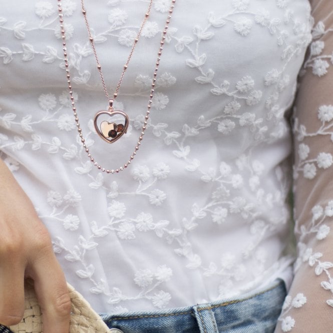Hot Diamonds January - Rose Gold Plated Sterling Silver Heart With Garnet Cabochons