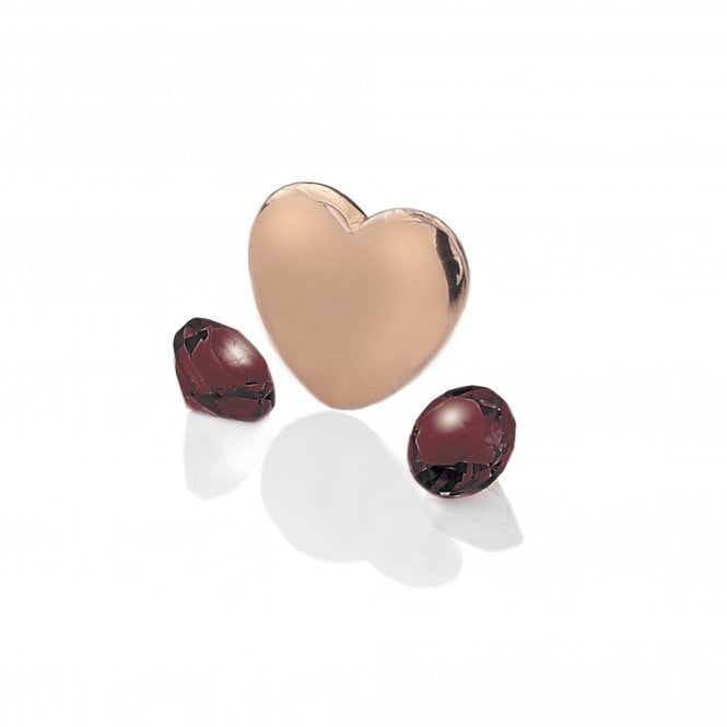 hot diamonds January - Rose Gold Plated Sterling Silver Heart with Garnet Cabochons