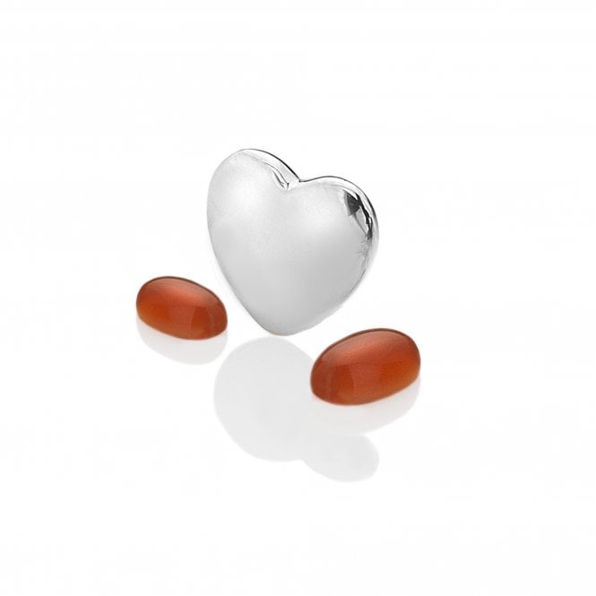 hot diamonds July - Sterling Silver Heart with Red Carnelian Cabochons