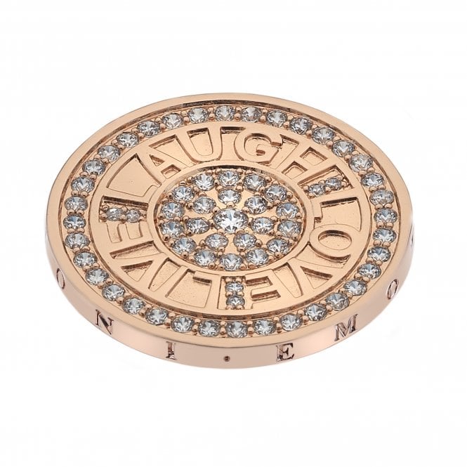 hot diamonds Live Laugh Love Rose Gold Plated coin - 33mm