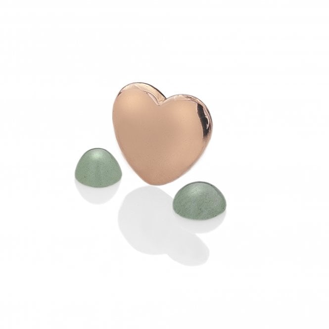 hot diamonds March - Rose Gold Plated Sterling Silver Heart with Green Aventurine Cabochons