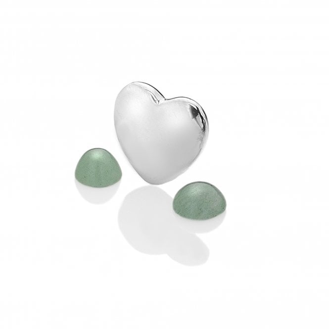hot diamonds March - Sterling Silver Heart with Green Aventurine Cabochons