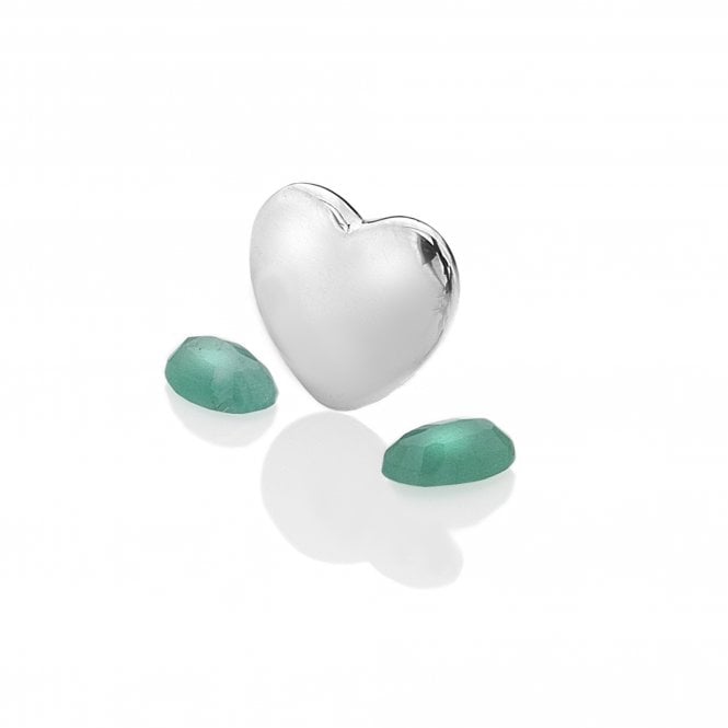 hot diamonds May - Sterling Silver Heart with Emerald Cabochons