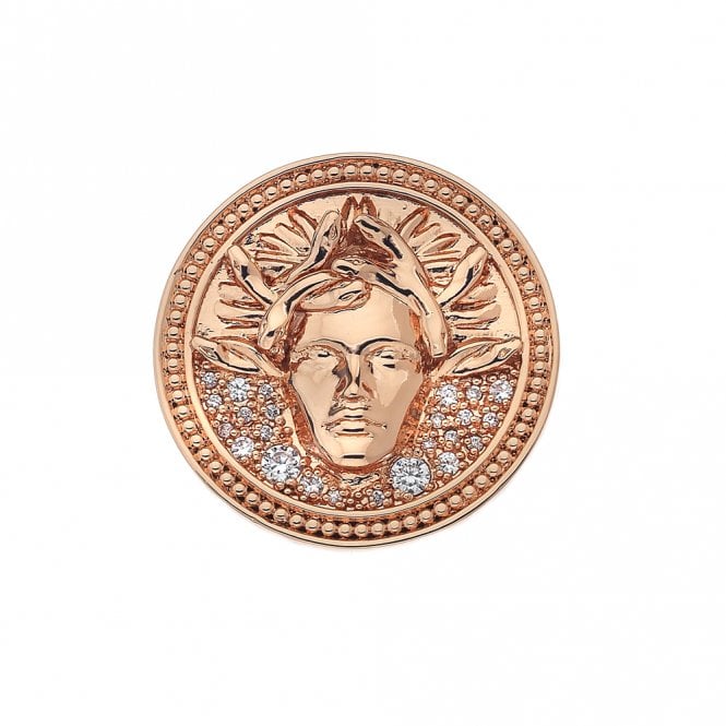 hot diamonds Medusa Bianca Rose Gold Plated Coin - 33mm