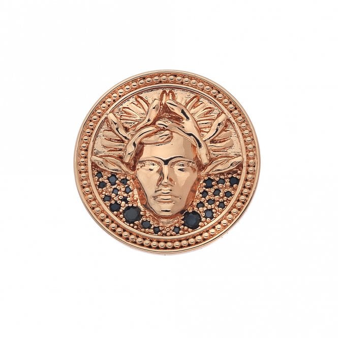 hot diamonds Medusa Nera Rose Gold Plated Coin - 33mm