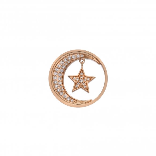 Hot Diamonds Notturno Drop Coin - Rose Gold Plate - 25mm