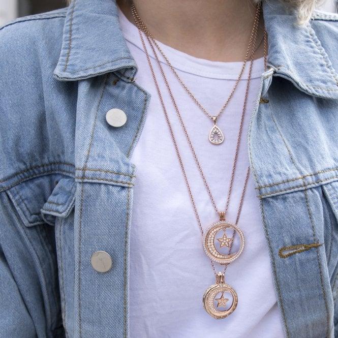 Hot Diamonds Notturno Drop Coin - Rose Gold Plate - 33mm