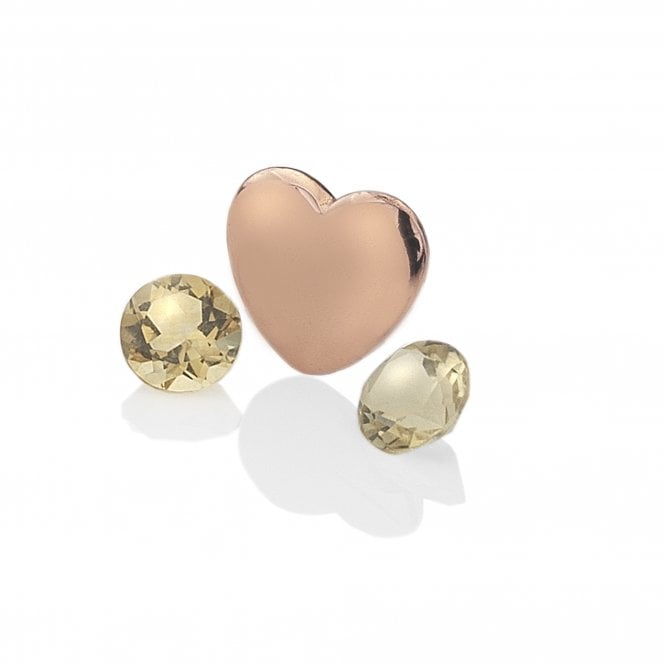 hot diamonds November - Rose Gold Plated Sterling Silver Heart with Citrine Cabochons