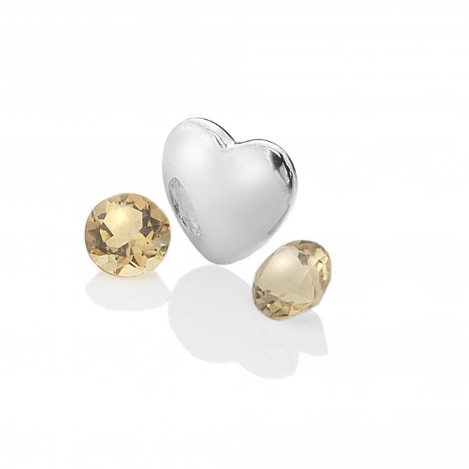 hot diamonds November - Sterling Silver Heart with Citrine Cabochons