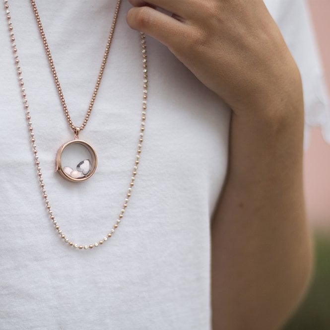 Hot Diamonds October - Sterling Silver Heart With Rose Quartz Cabochons