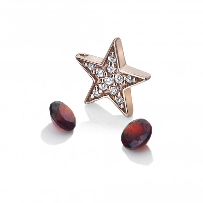 hot diamonds Rose Gold Plate Star Charm with Garnet Stones