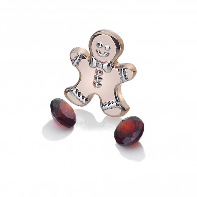 hot diamonds Rose Gold Plated Gingerbread Man Charm with Garnet Stones