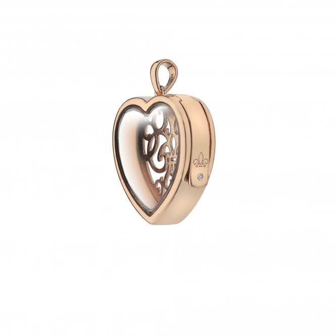 hot diamonds Rose Gold Plated Medium Filigree Heart Locket
