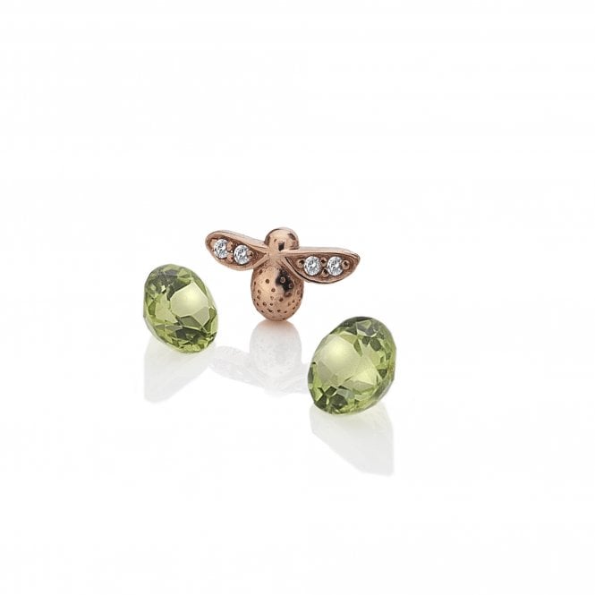 hot diamonds Rose Gold Plated Sterling Silver Bee with Peridot Cabochons