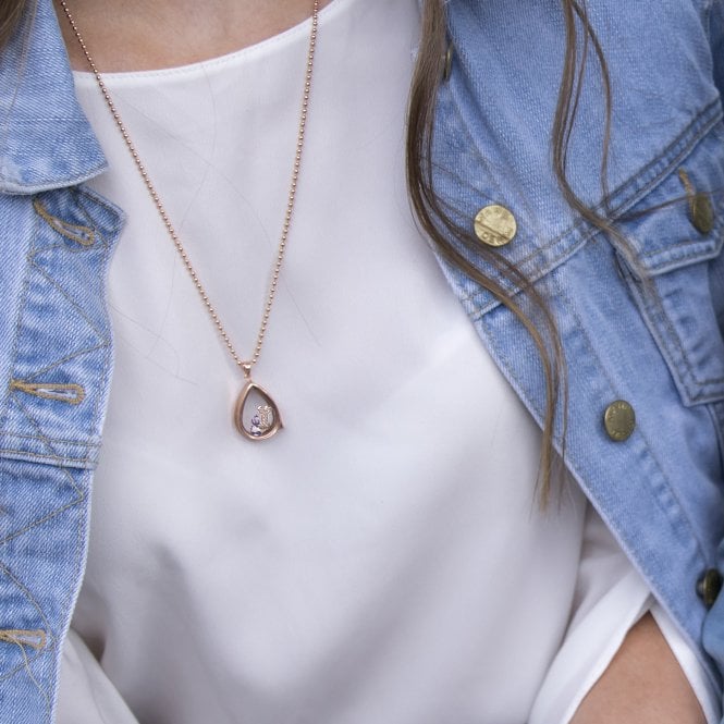 Hot Diamonds Rose Gold Plated Sterling Silver Dog Bone With Amethyst Cabochons