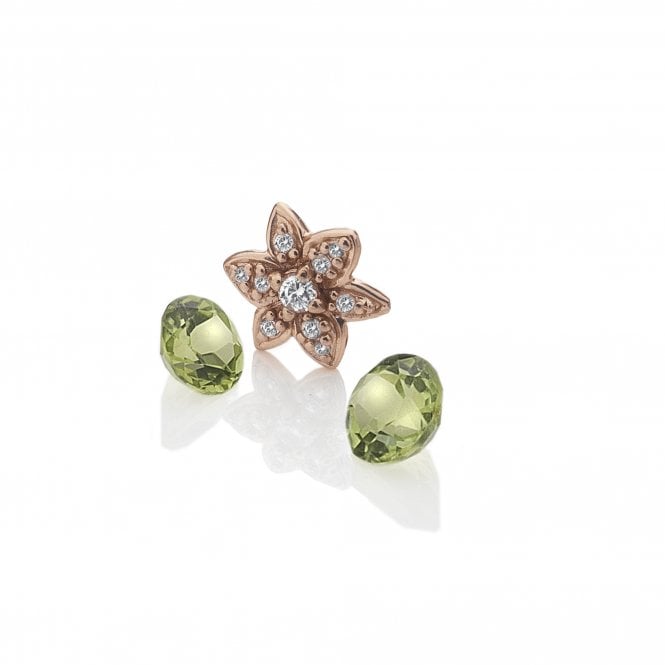 hot diamonds Rose Gold Plated Sterling Silver Flower with Peridot Cabochons