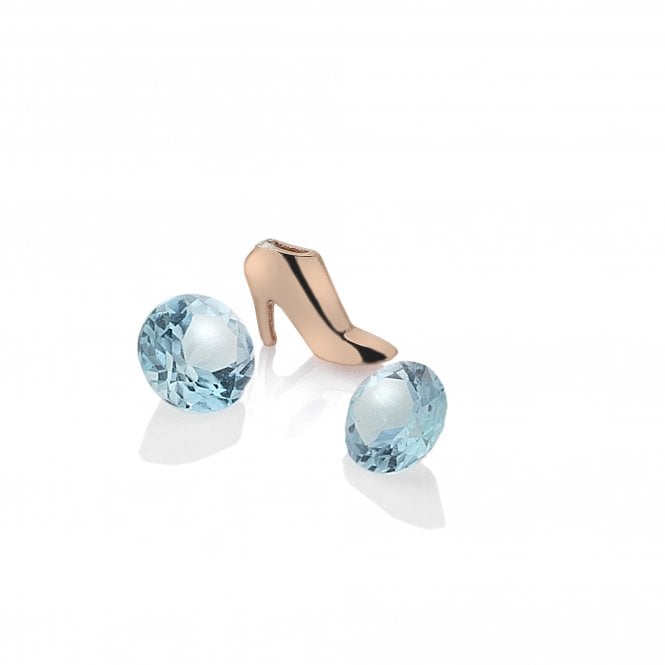 hot diamonds Rose Gold Plated Sterling Silver High Heels Charm with Blue Topaz Cabochons