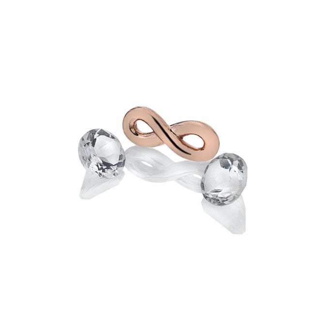 hot diamonds Rose Gold Plated Sterling Silver Infinity Charm with White Topaz Cabochons