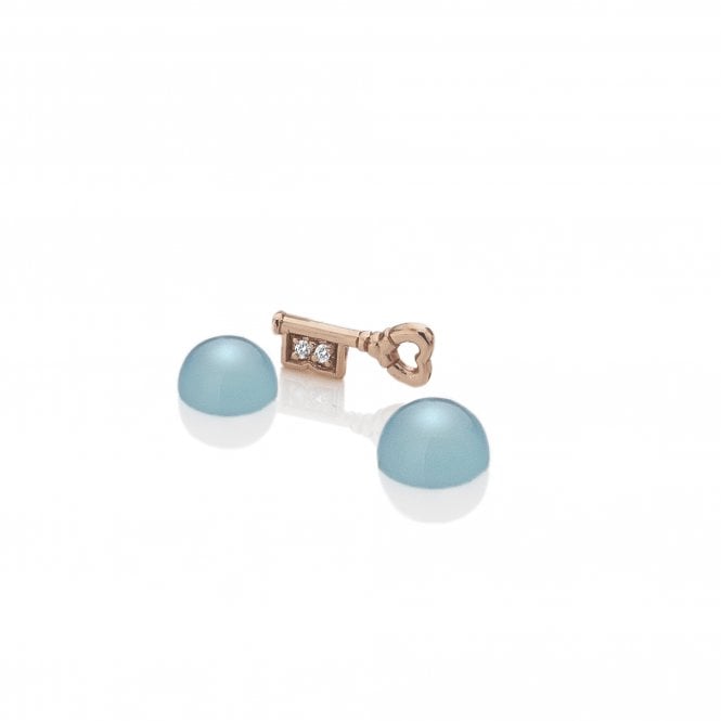 hot diamonds Rose Gold Plated Sterling Silver Key with Blue Agate Cabochons