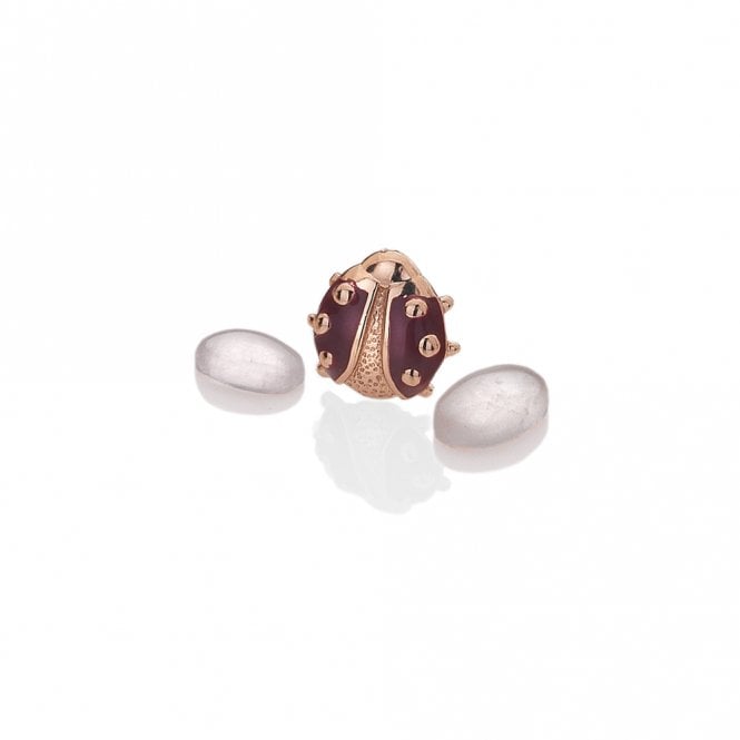 hot diamonds Rose Gold Plated Sterling Silver Ladybird with Rose Quartz Cabochons