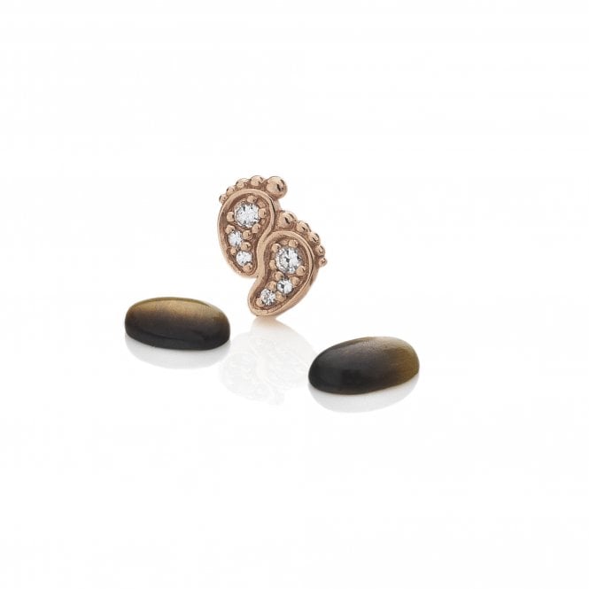 hot diamonds Rose Gold Plated Sterling Silver Pitter Patter with Tigers Eye Cabochons