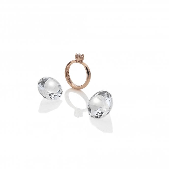 hot diamonds Rose Gold Plated Sterling Silver Ring with White Topaz Cabochons