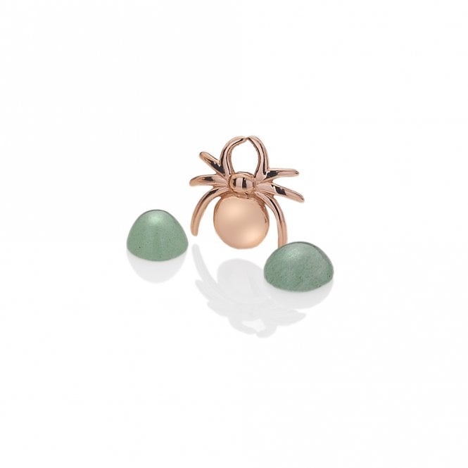 hot diamonds Rose Gold Plated Sterling Silver Spider with Green Aventurine Cabochons