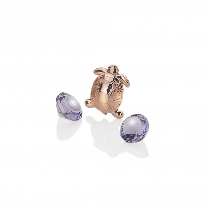 hot diamonds Rose Gold Plated Sterling Silver Turtle with Amethyst Cabochons
