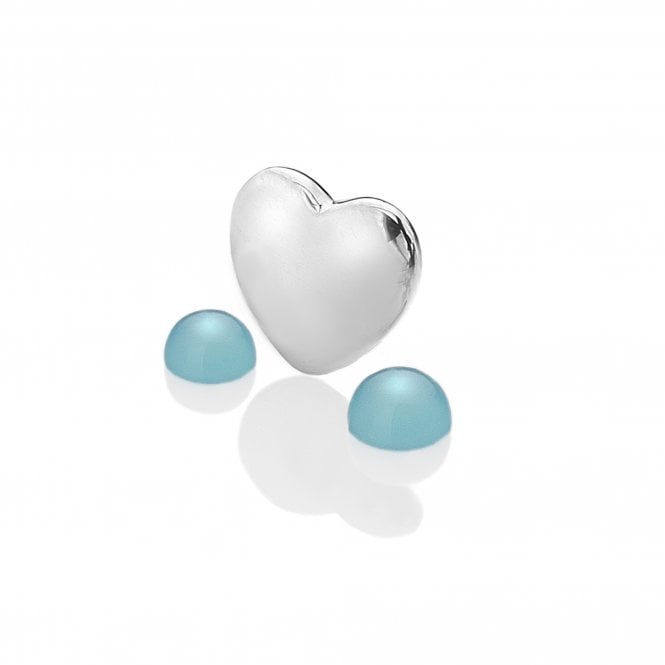 hot diamonds September - Sterling Silver Heart with Blue Agate Cabochons