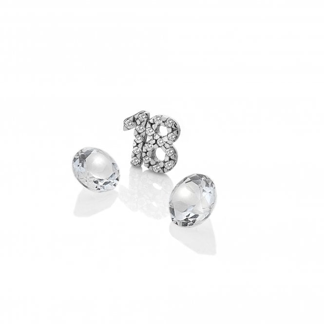 hot diamonds Sterling Silver 18th Birthday with White Topaz Cabochons