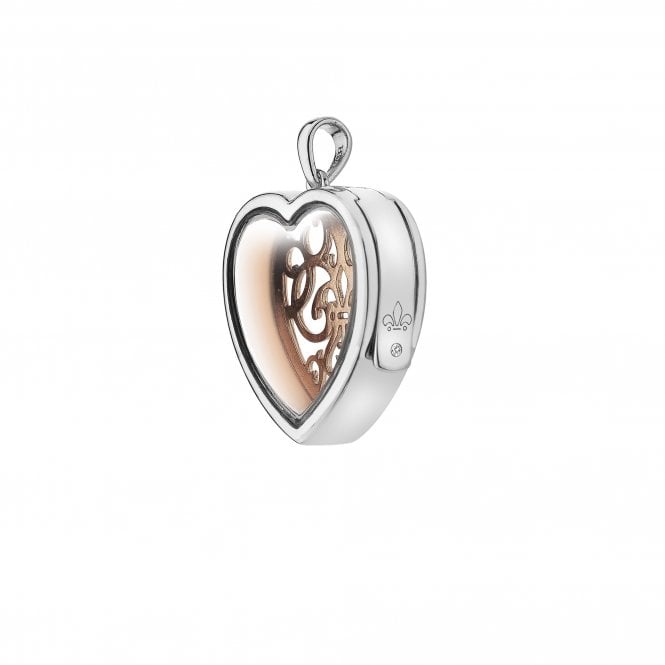 hot diamonds Sterling Silver and Rose Gold Medium Filigree Heart Locket