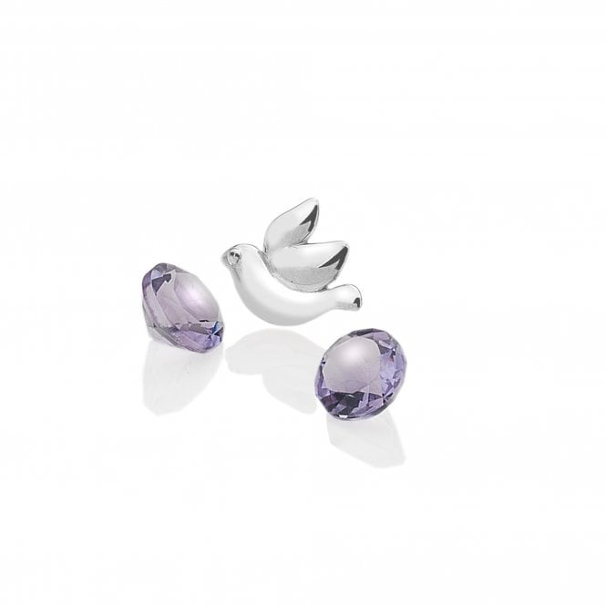 hot diamonds Sterling Silver Dove with Amethyst Cabochons