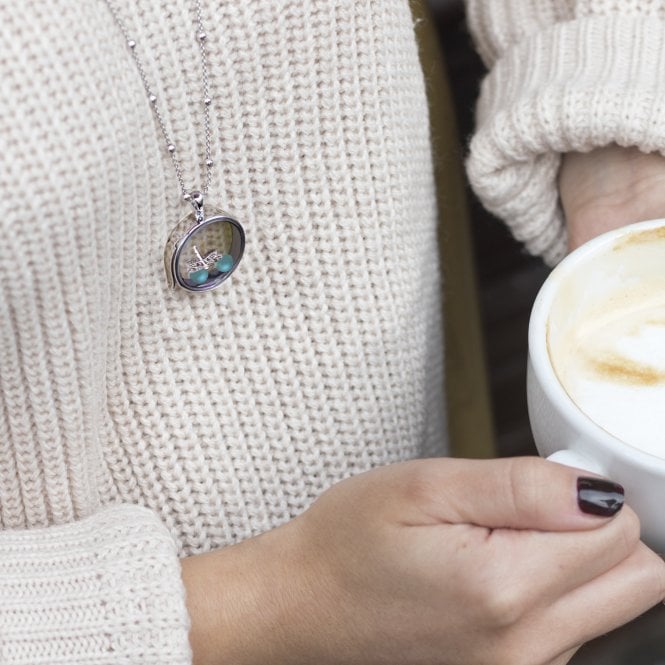 Hot Diamonds Sterling Silver Dragonfly With Blue Agate Cabochons